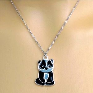 NEW Panda Charm and Silver Tone Chain Necklace